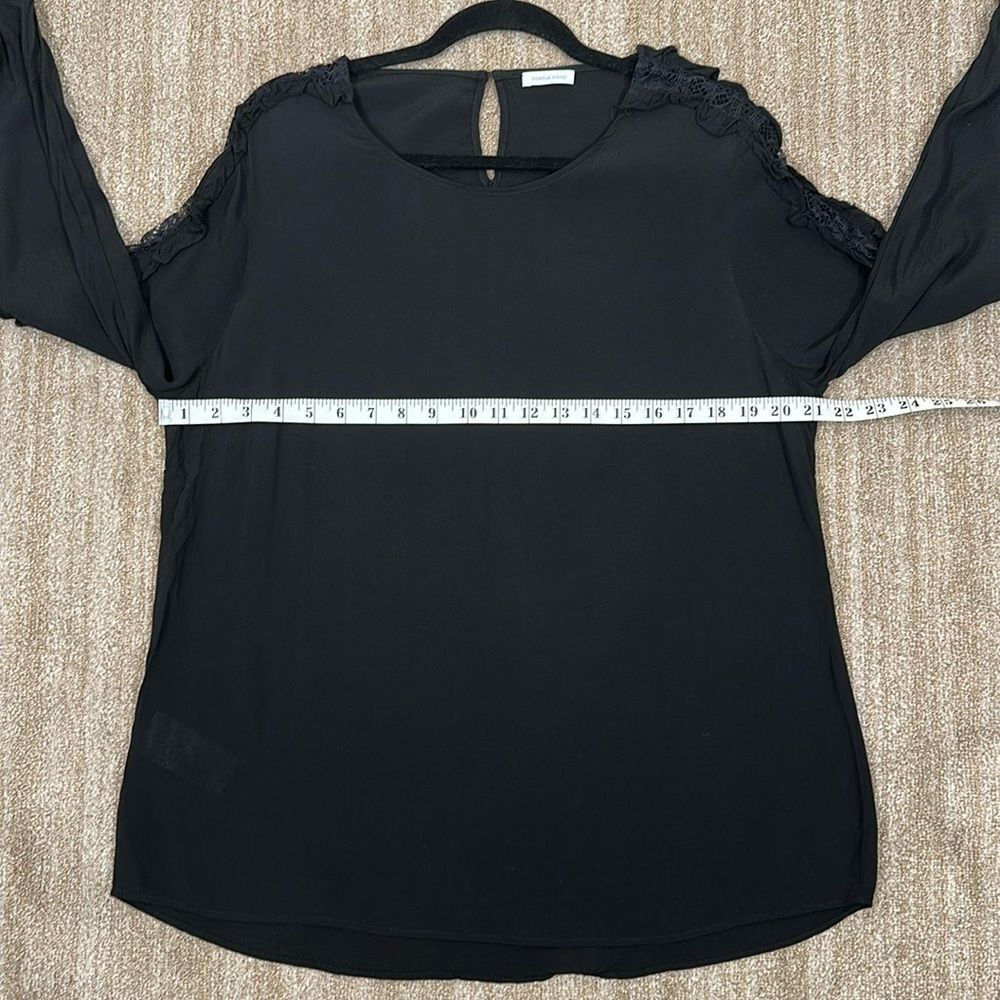 Fiorella Rubino Black Longsleeve Mesh Detail Evening Top Viscose Women Size 10 - Picture 6 of 10